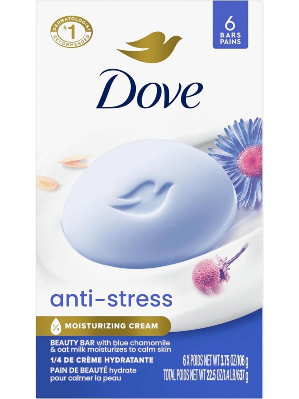 Gentle Cleanser Bar Soap 6-Pack | Anti-Stress Moisturizing Cream for Calm Skin